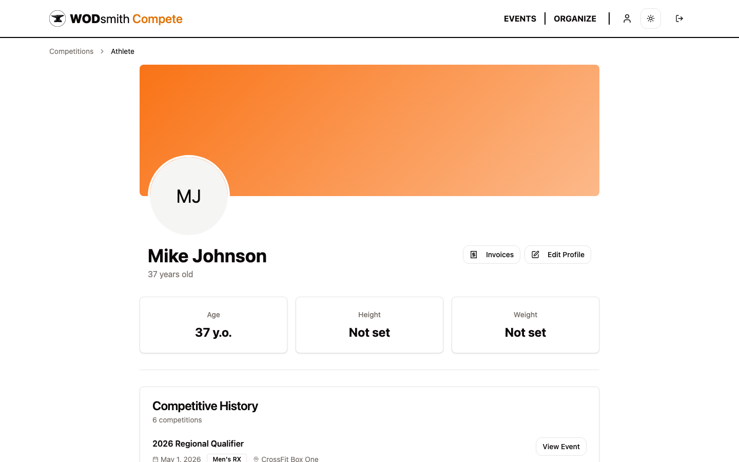 Personal athlete dashboard