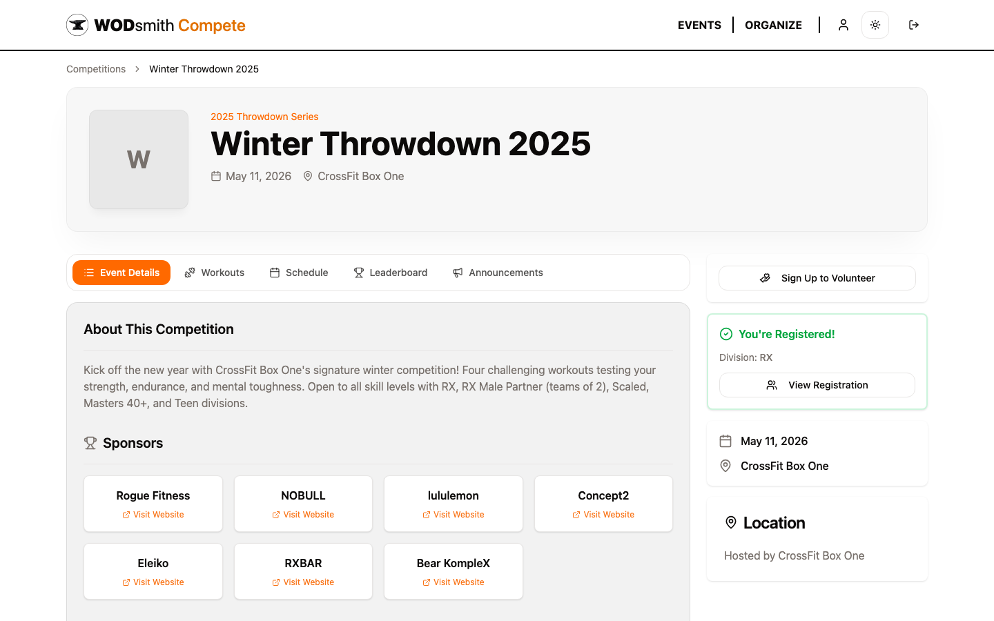 Competition landing page