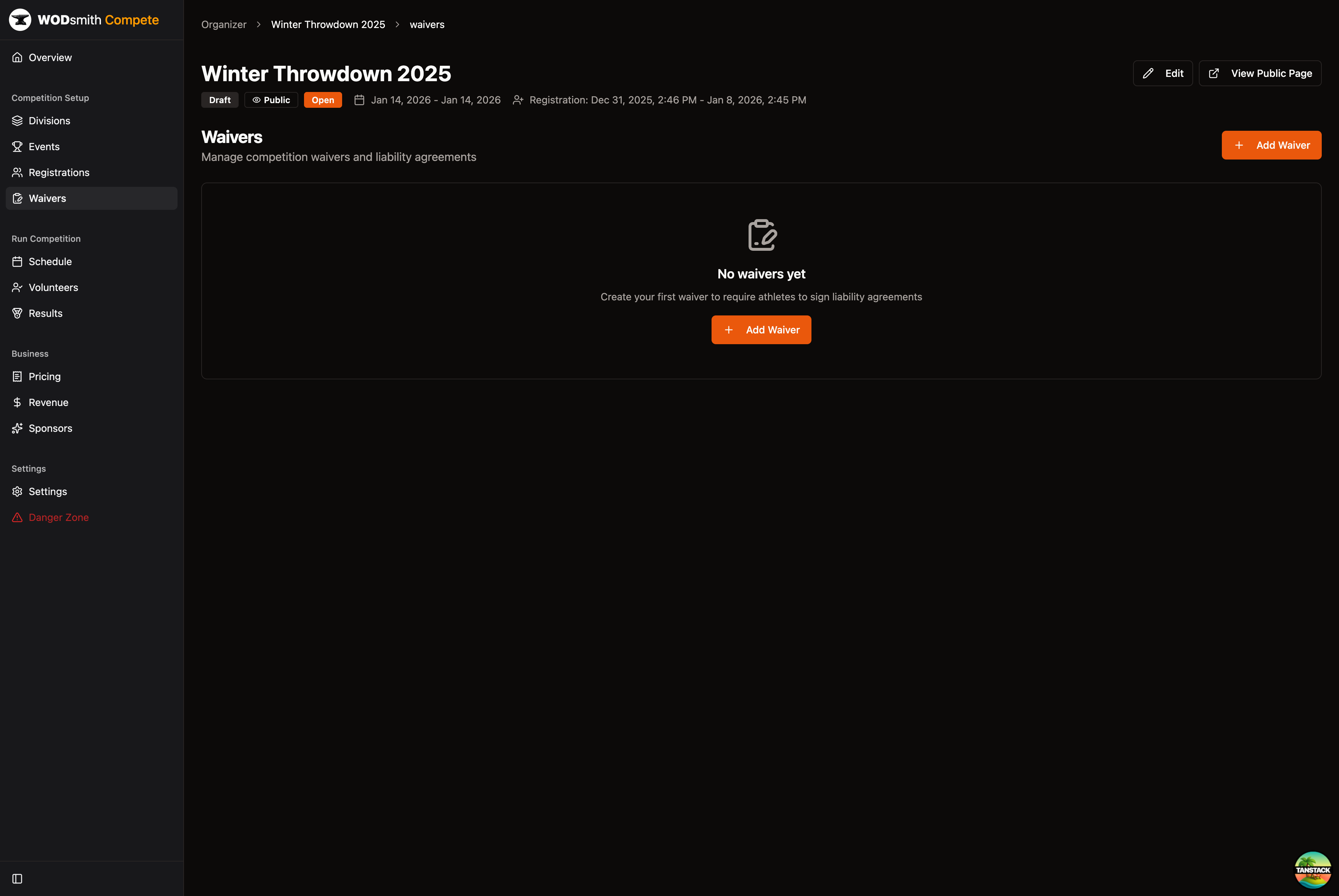 Waivers page