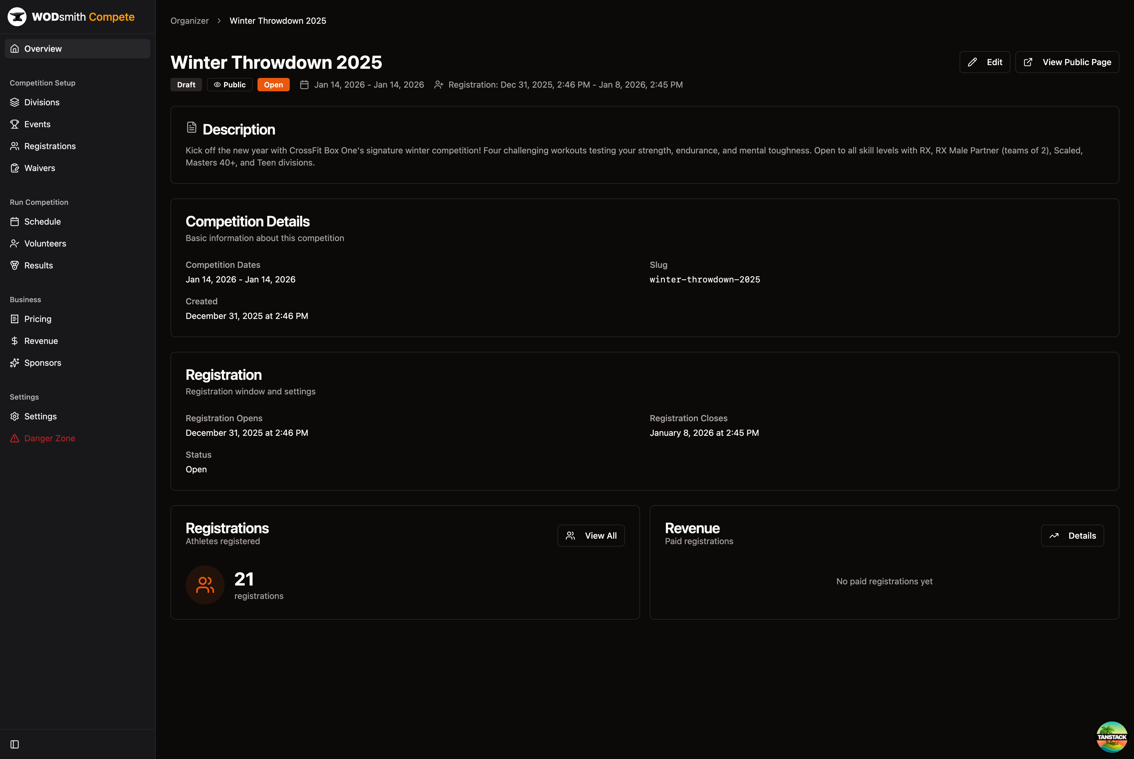 Competition Dashboard