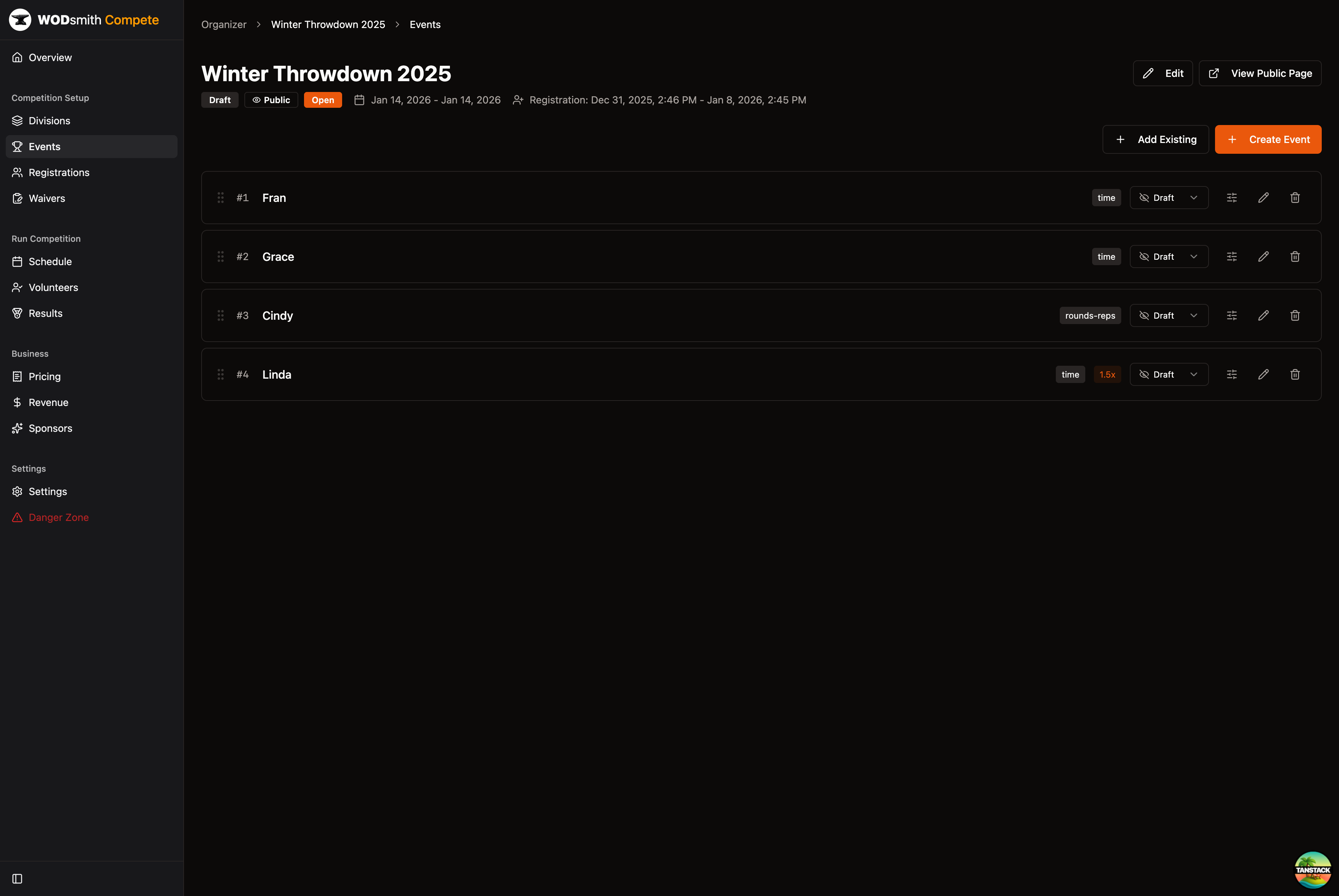 Events List